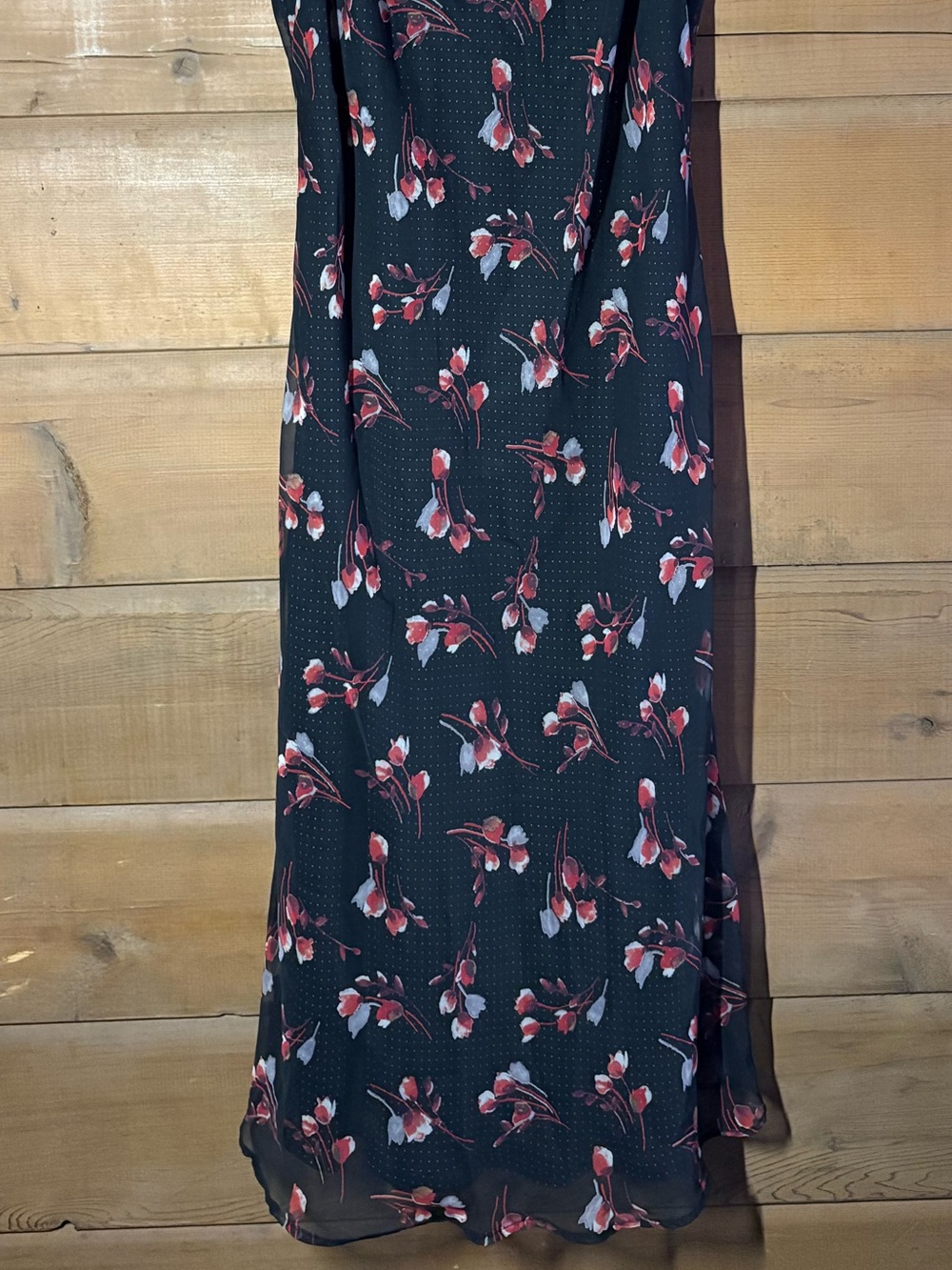 Vintage 90s Black Floral Midi Slip Dress- Size 14- Whimsigoth - Picture 2 of 10
